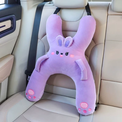 Car pillow for children, a Waist support - xpurple-rabbit