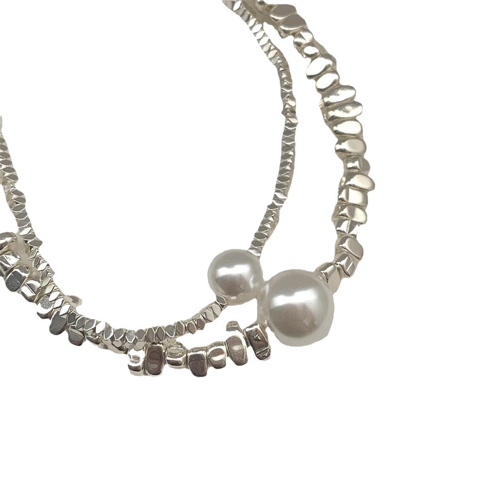 Collar de moda irregular de metal y perlas estilo vintage clavicular_voghion.com