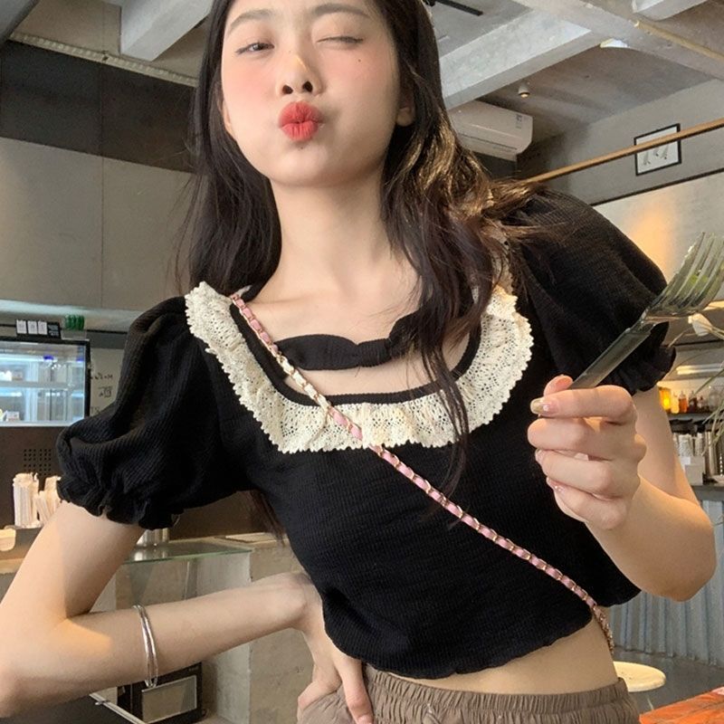 Summer Japanese cute lace short sleeve T-shirt for students