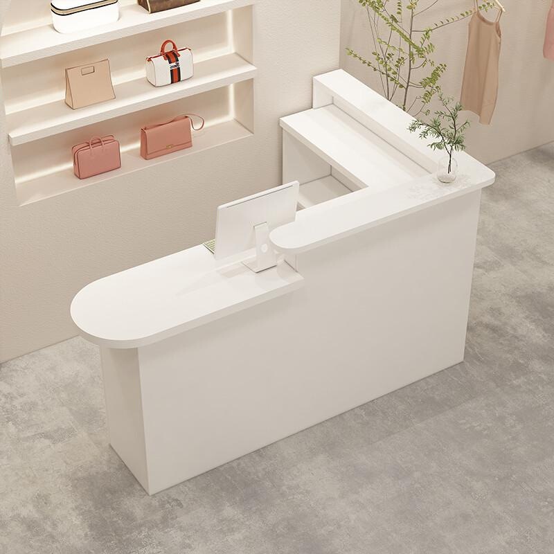L-Shaped Bar Counter, Small Cash Register Counter, Women's Clothing and Nail Salon Front Desk, Modern Minimalist Beauty Salon Counter Table Against the Wall