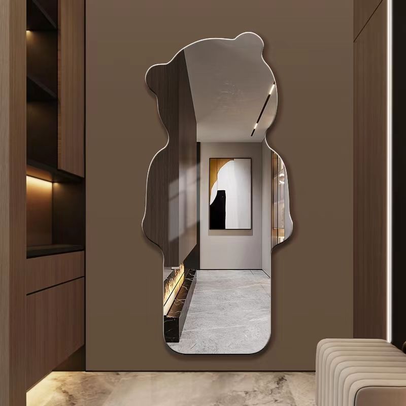 Espejo de cuerpo entero con diseño de oso, forma irregular para dormitorio