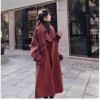 Real shot INS Retro Light tan temperament have more cash than can be accounted for tailored collar Double-breasted Waist By age wool Woollen cloth overcoat