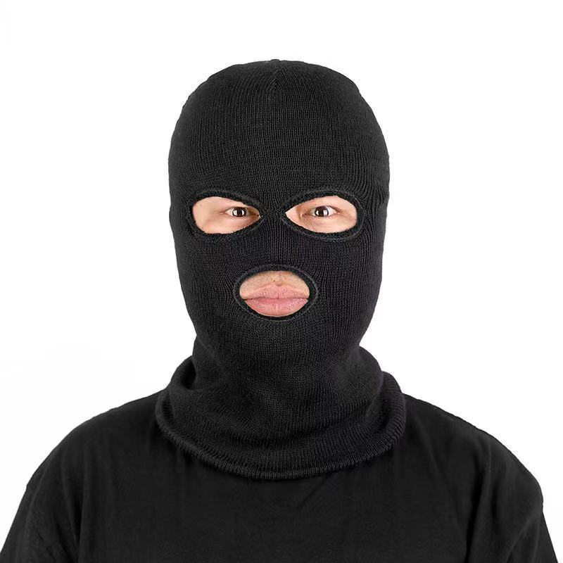 帽子男秋冬加绒加厚毛线帽男士冬季保暖一体帽三眼三孔帽针织帽潮