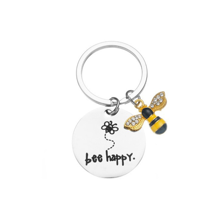 Transfronterizo caliente Bee Love Metal creativo llavero de acero inoxidable Día del Maestro Día de San Valentín regalo de Navidad
