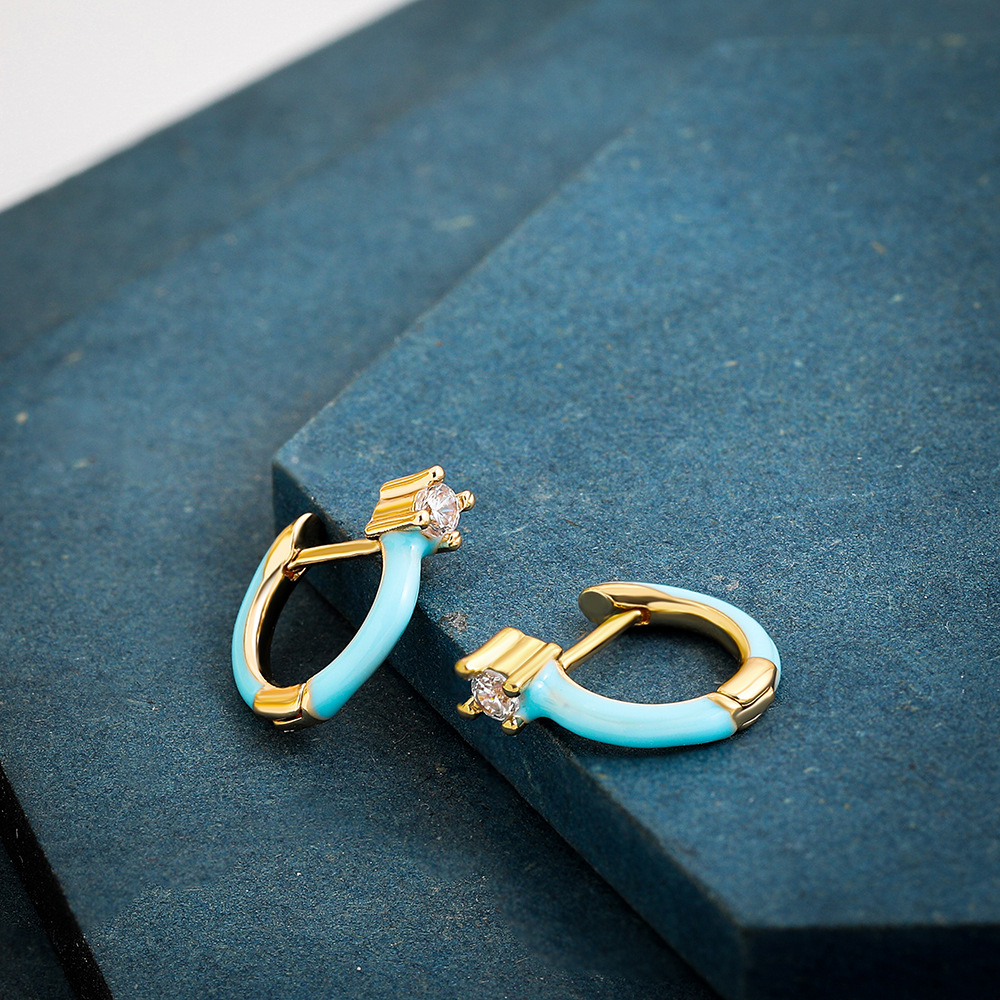 4g Weight Artificial Gemstones Inlay Material Earrings Classification Housewarming, Anniversary, Business, Wedding, Travel, Birthday, Festival Occasion Alloy Material Geometric Pattern Women'S Gender Stoving Varnish Design White, Purple, Blue, Yellow Color Geometric Stoving Varnish Alloy Artificial Gemstones Hoop Earrings 6