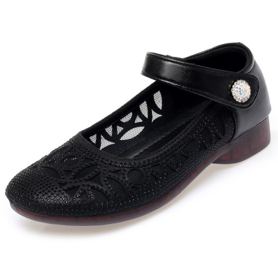 Mesh soft leather sandals breathable single-layer shoes new women's soft bottom dancing shoes women's shoes summer mom leather shoes dance shoes