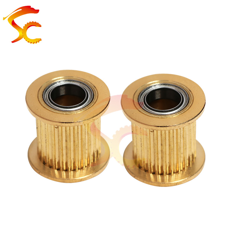 直供 黄铜材质同步皮带齿轮惰轮 2GT25齿 内孔8 齿面16 带轴承