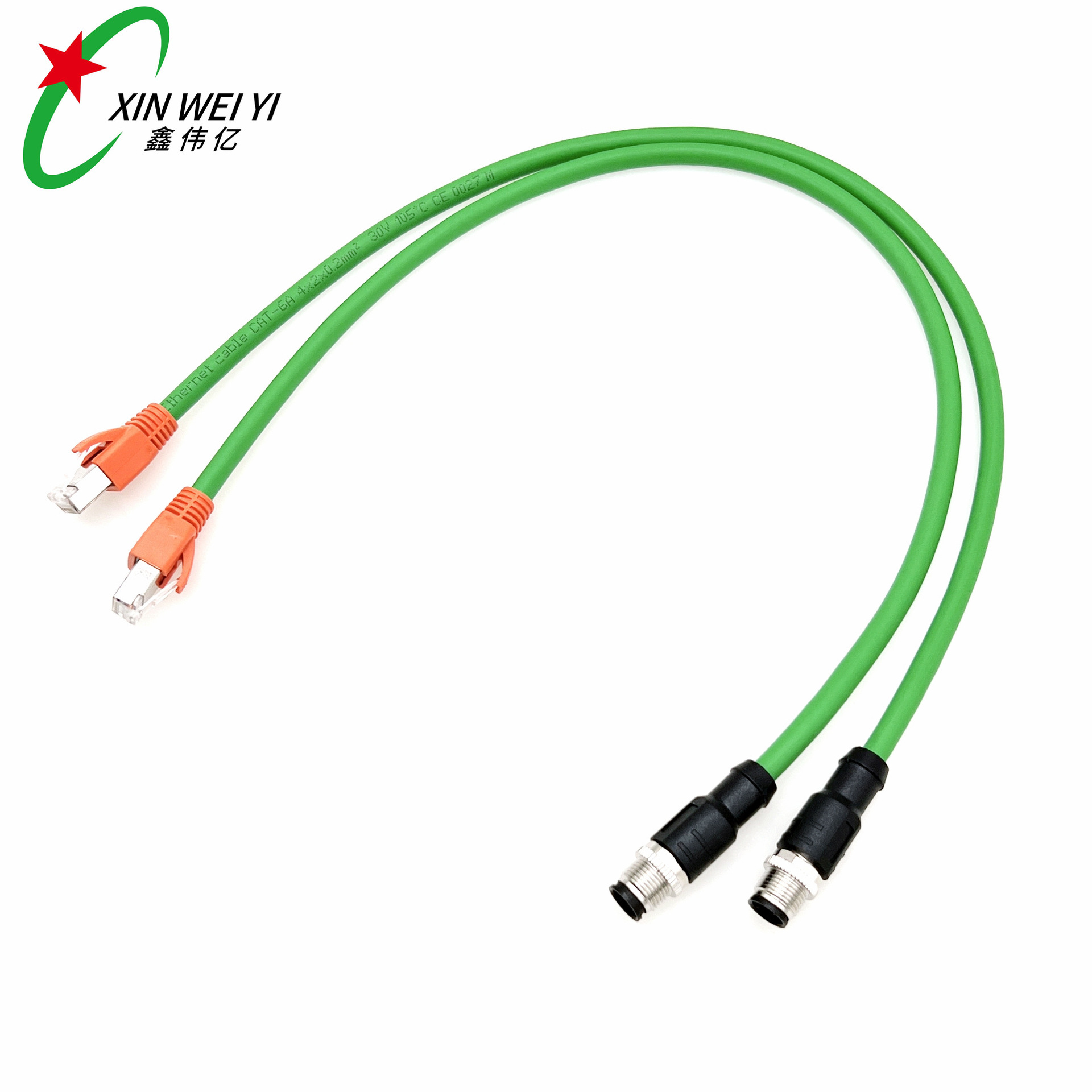 m12 A型连接器 工业以太网 高柔拖链 RJ45 8芯超六类工业网线