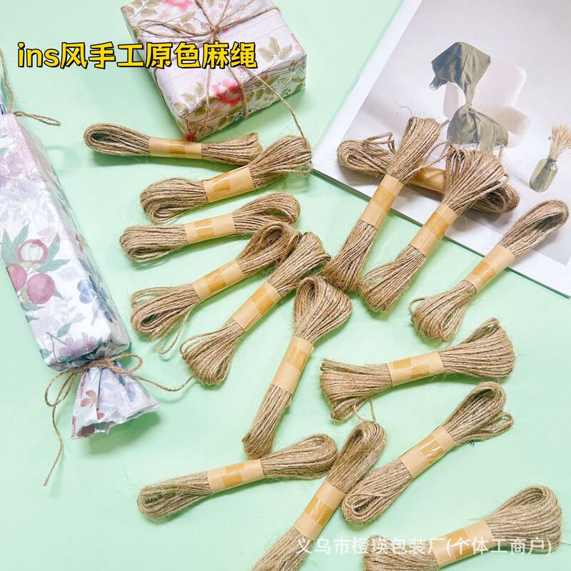 In-Stock Natural Jute 3-Strand Braided Rope for Christmas Decoration, Binding, Colorful Rope, Handmade Fine Twine, Tag String