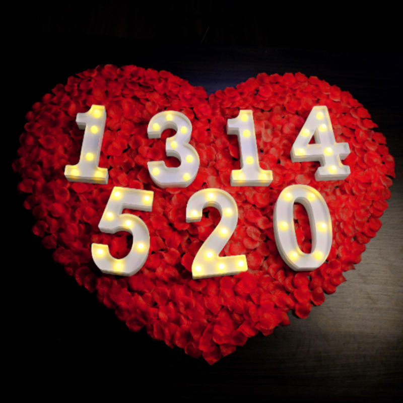 Accesorios de arreglo de confesión de propuesta, luces decorativas, luces de letras con números en inglés, luces de ambiente sorpresa románticas, luces de feliz cumpleaños