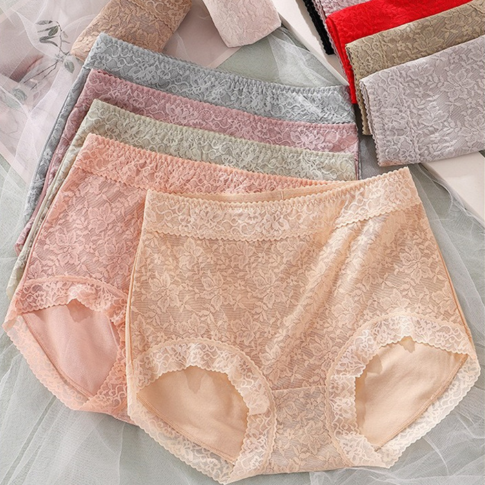 Perfect Couple's Abdominal RC Cotton Underwear Women's Lace Mid-Waist Sexy Hip-Lifting Boxer Girls' High-Waist Shorts 6608