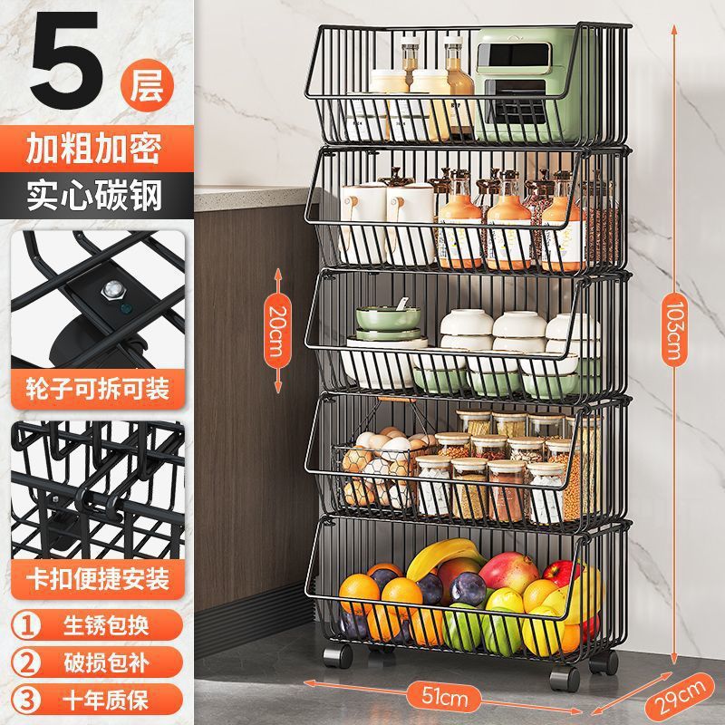 Cesta de cocina directa de fábrica de estantes de almacenamiento de artículos móviles domésticos multicapa de almacenamiento de frutas y verduras multifuncional