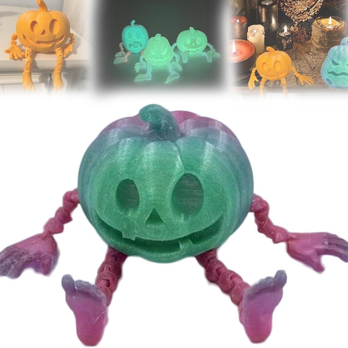 Halloween hit 3D printed pumpkin Printed Articulated Pumpkin Desk Decor_voghion.com