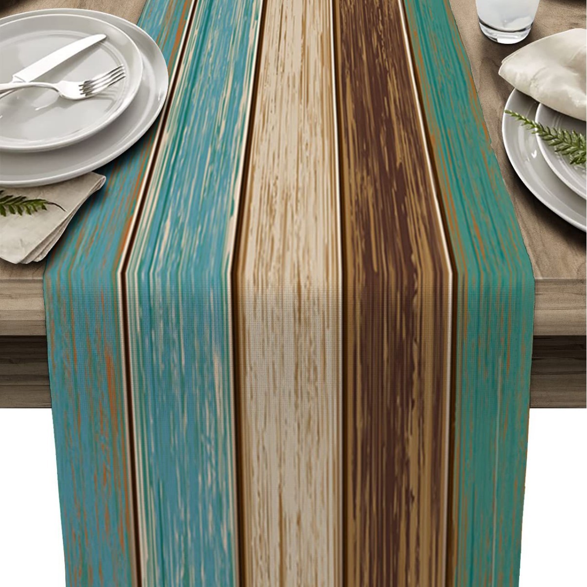 Lino a rayas corredor de mesa Amazon madera grano tela Toalla de mesa mantel decorativo aislamiento antideslizante estera de mesa estera de la tabla de impresión image 12