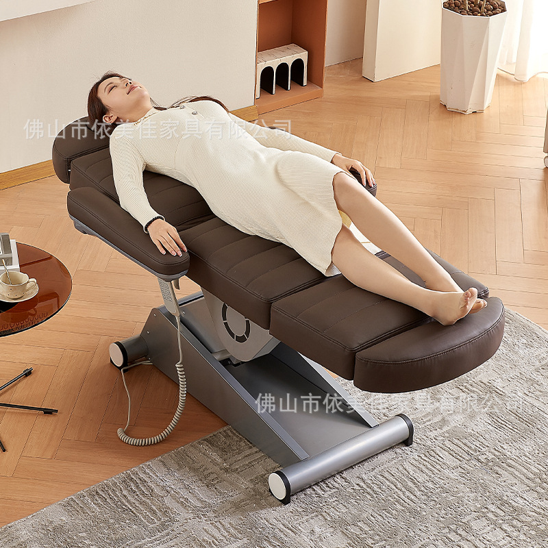 Fábrica directa para el salón de belleza camas eléctricas de belleza de masaje elevación cama plegable multifuncional cama de tatuaje bordada de alta calidad