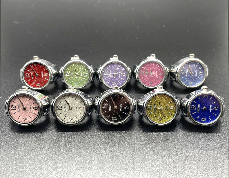 22g Weight Ordinary Glass Mirror Material Stainless Steel Strap Material Retro Classic Style Round Quartz Watch Rings