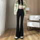 2024 high waist pants women's autumn and winter long casual pants tall straight flared pants fleece-lined suit pants