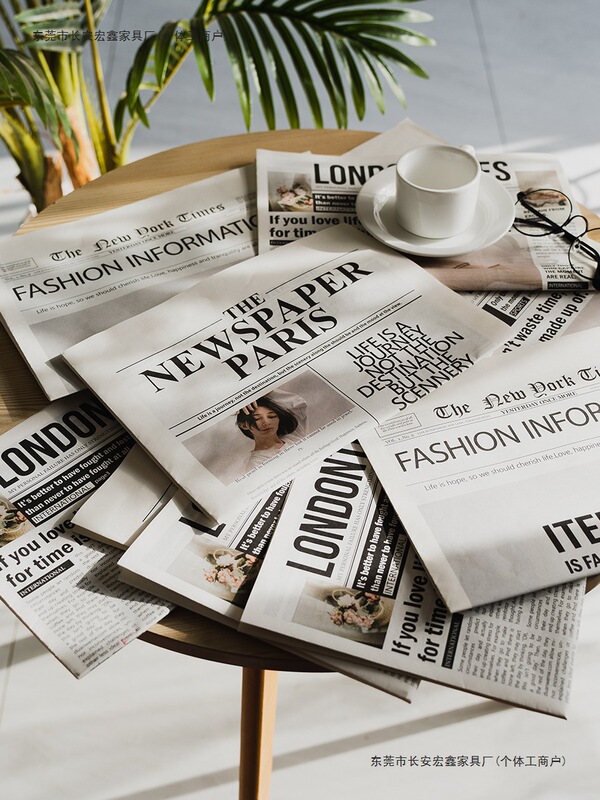 Ins English Newspaper Photo Live Broadcast Props Fashion Popular Clothing Home Decoration Food Photography Photography Background
