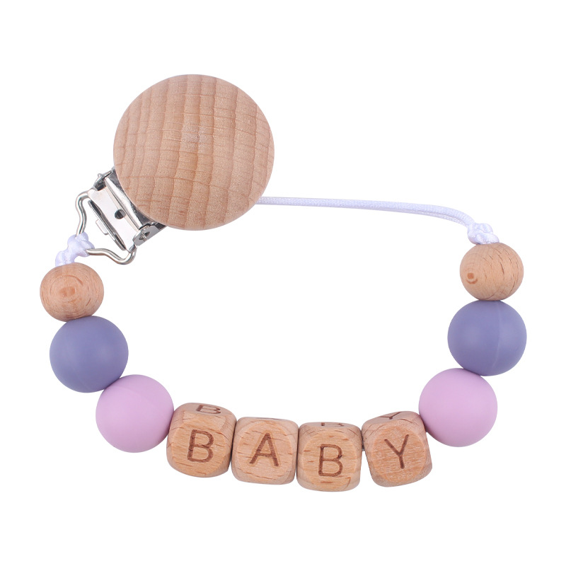 Nuevos suministros para bebés Haya clip redondo Cadena de pezón calmante bebé contraste color cuentas de silicona mordedura pezón cadena anti-caída
