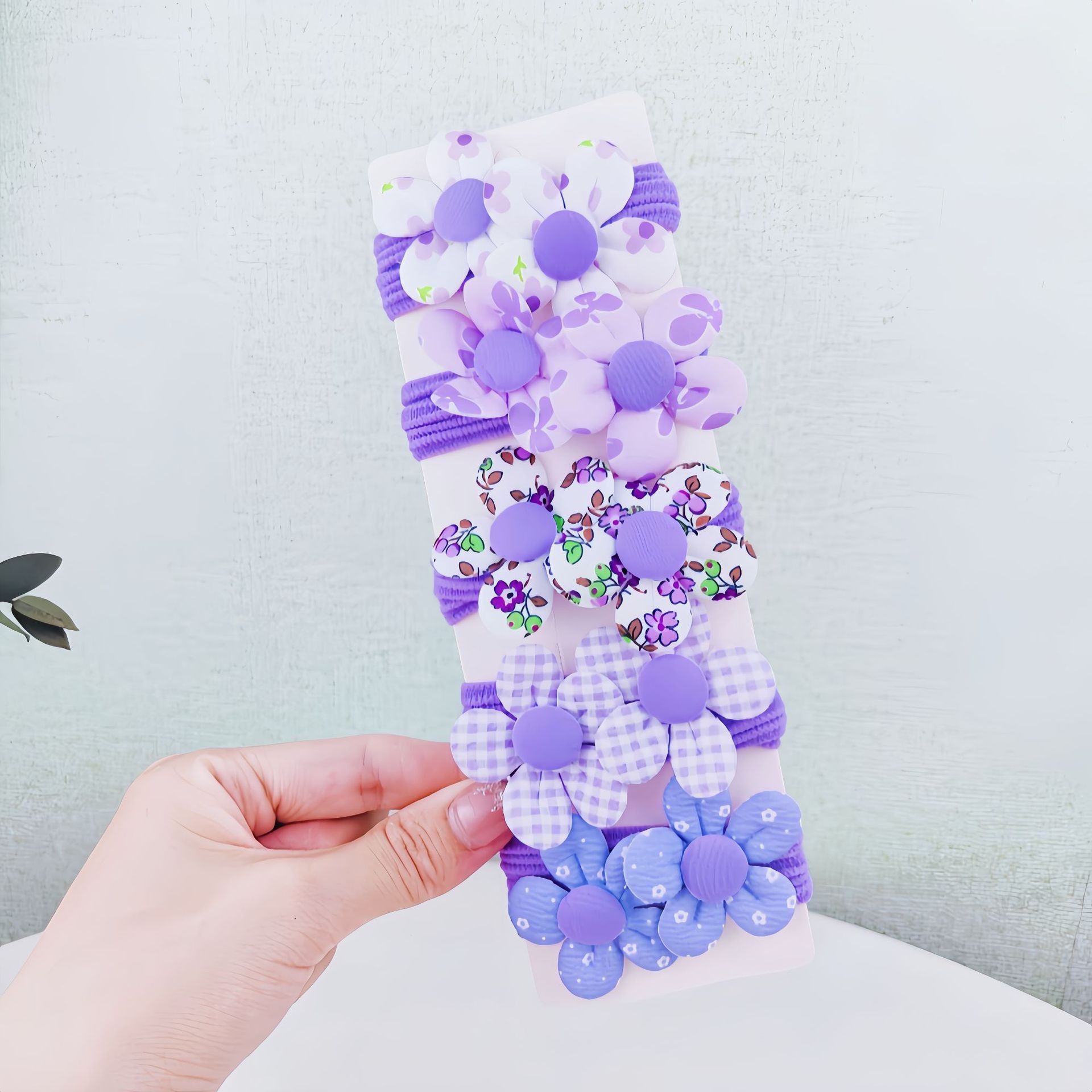 Flores dobles moradas 5 piezas
