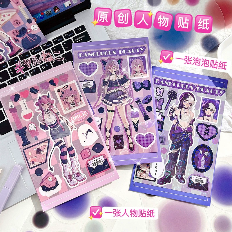 Корейская наклейка INS Harajuku Girl Cute Sweet Cool Y2K стиль Гуру наклейки Диабло мультфильм аниме горячая девочка рука счет наклейка