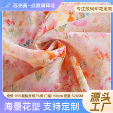 飘逸纱28626-2春夏薄款透气仿雪纺真丝面料布料数码印花面料