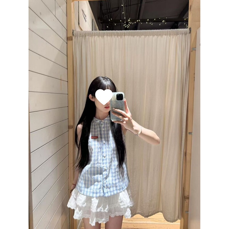 Summer Outfit for Sweet Girls: Casual Plaid Vest and Short Skirt Set for Women, Simple Style, Everyday College Style Two-Piece Set