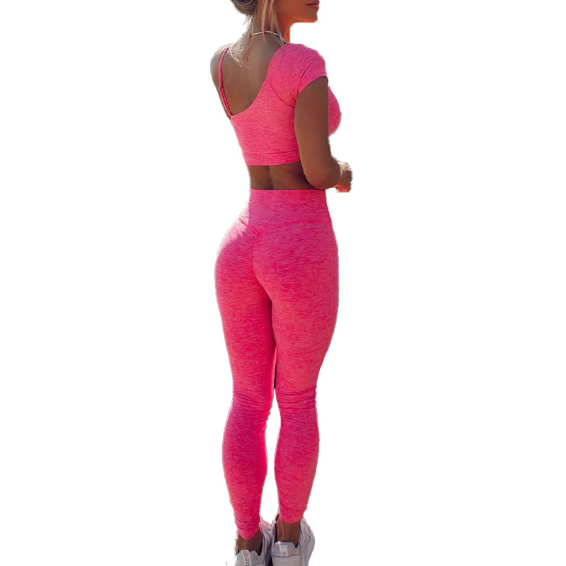 Ensemble de pantalons de Yoga et soutien-gorge asymétrique pour femmes, Style tendance, printemps_voghion.com