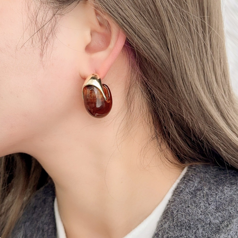 20g Weight 925 Sterling Silver Ear Needle Material Ear Studs Classification 1 Pair Quantity Daily Occasion Resin, Copper Alloy Material Geometric Pattern Women's Gender Vintage Style Style 1 Pair Vintage Style Geometric Resin Copper Alloy Ear Studs 无