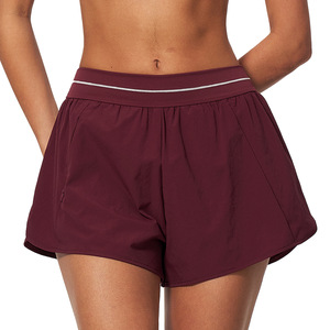 AYM043727 2026 New Women's Brushed Sports Shorts, Two-in-One Anti-Exposure Shorts, Loose Casual Fitness Yoga Pants 9615 Aoyema wholesale