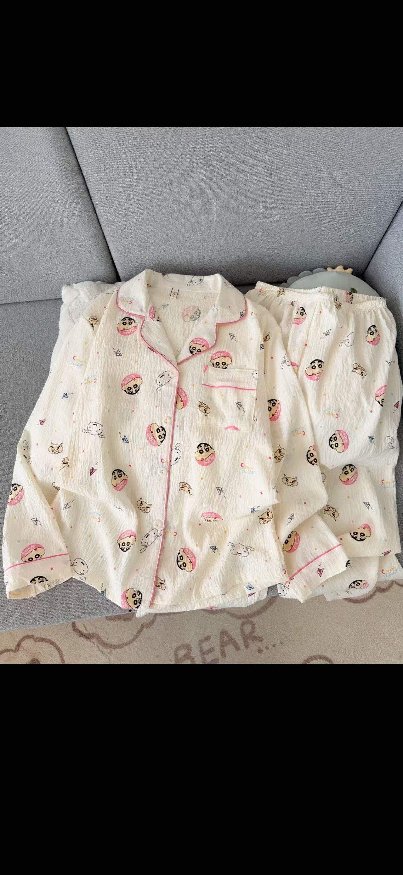 Al por mayor transfronterizo primavera y otoño dulce dibujos animados nubes de algodón pantalones de manga larga pijamas cardigans con solapa cubierta de ropa para el hogar