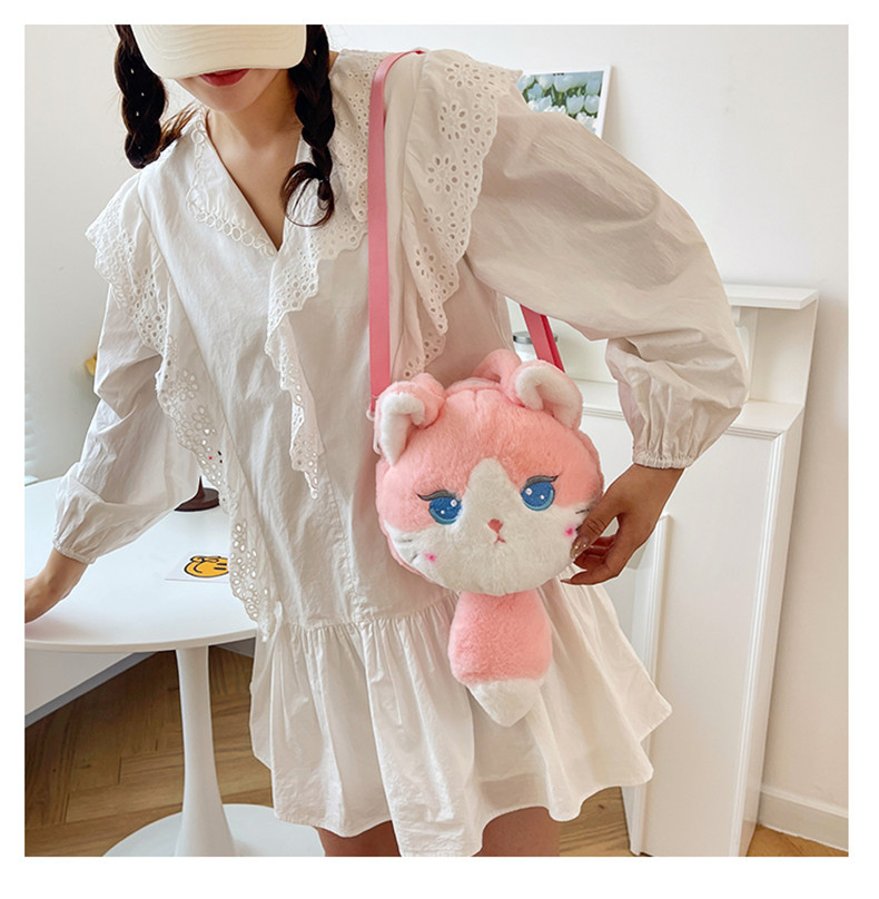 137g Weight Zipper Closure Type Single Shoulder Strap, Top Handle Strap Type Shoulder Bag Bags Type Casual Occasion Plush Material Animal, Cartoon Pattern Spring, Autumn&Winter Season Kid'S Gender Cute Style Round Shape Kid'S Plush Animal Cartoon Cute Round Zipper Shoulder Bag 13