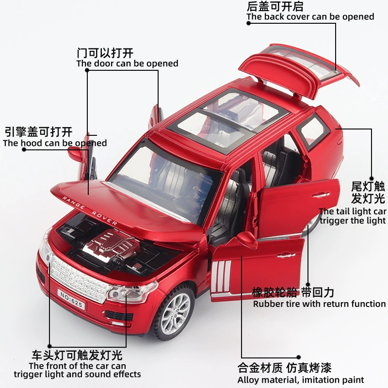 Land Rover, воин, сплавная модель автомобиля, игрушечная машина с подсветкой и музыкой, оптом