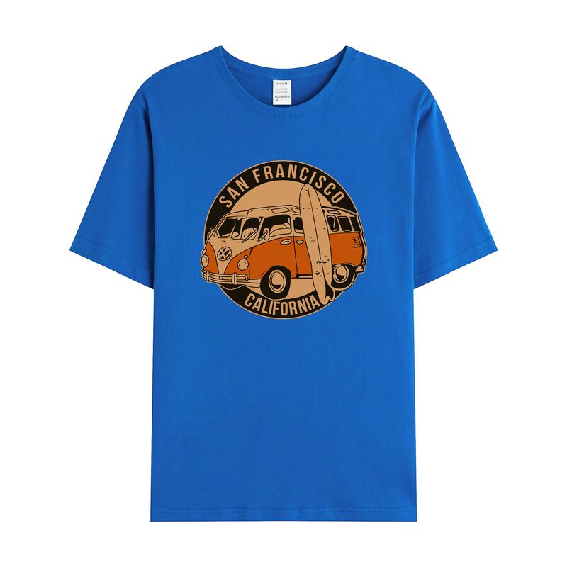 独立駅クロスボーダー男性レトロ車模様綿100% ゆるいプルオーバー半袖tシャツ|undefined