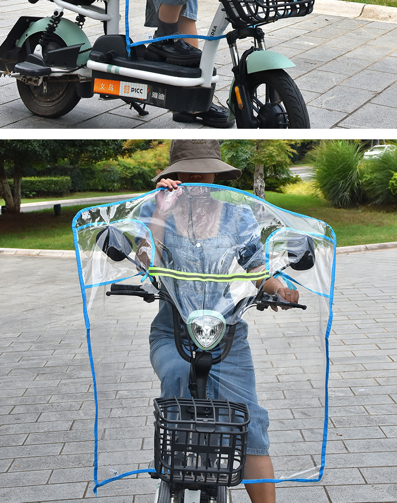 Electric Motorcycle Windshield Transparent Cold-Proof Rain-Proof Wind Shield with Basket, Electric Scooter Widened and Thickened Rain Shield