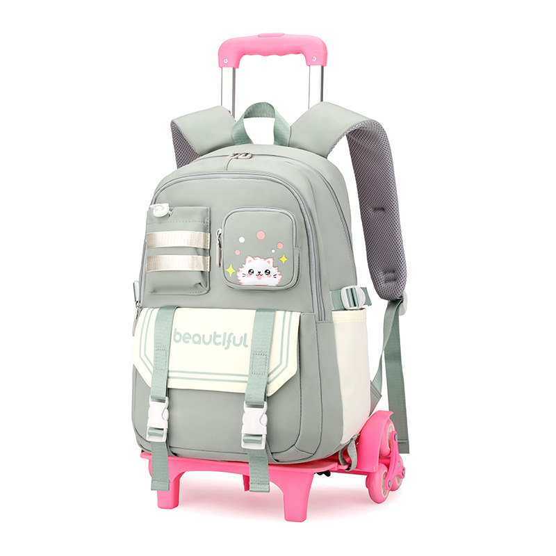 Los fabricantes venden al por mayor las mochilas escolares de trolley para estudiantes de secundaria y secundaria, mochilas de trolley de gran capacidad, bolsas de viaje con ruedas grandes transfronterizas