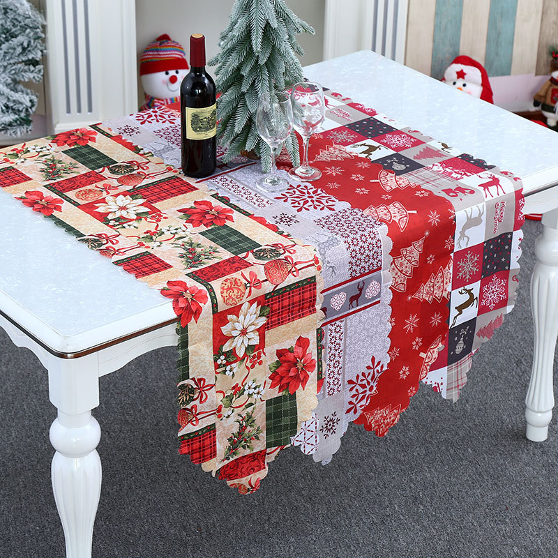 Creative new Christmas decorations printed cloth table flag European and American restaurant family party tablecloth