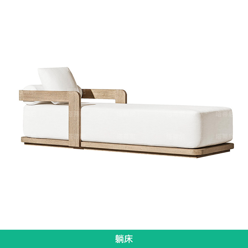 Sofá de teca para exteriores, diseño de muebles para patio de villa, balcón, jardín, resistente a la lluvia, de madera maciza, para hoteles y alojamientos.