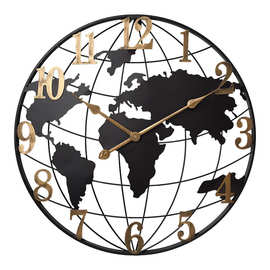 世界地图钟表挂钟客厅家用时钟北欧