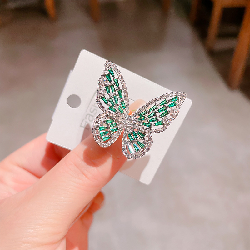 Butterfly Pattern Women's Gender Simple Style Butterfly Copper Inlay Zircon Rings