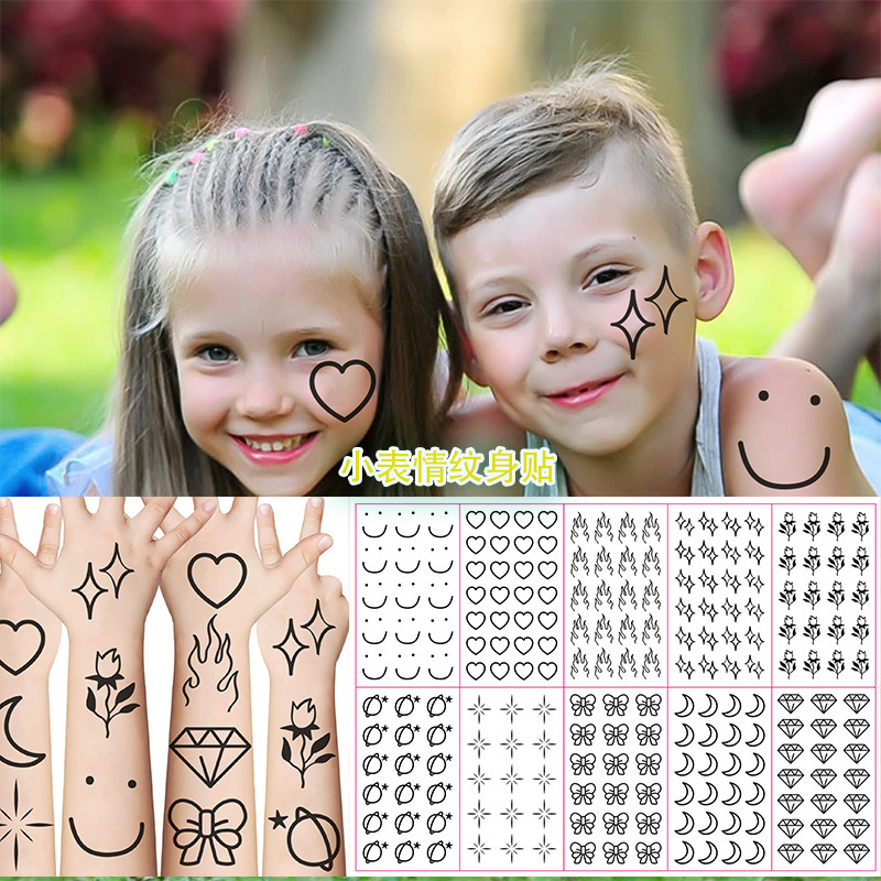 New Small Expression Tattoo Sticker for Birthday Party Temporary Waterproof Tattoo Sticker for Face, Arm and Leg