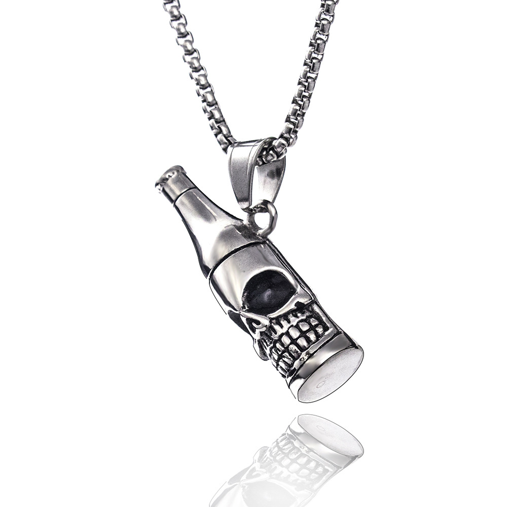 Collana con ciondolo apribottiglie a teschio in acciaio_voghion.com