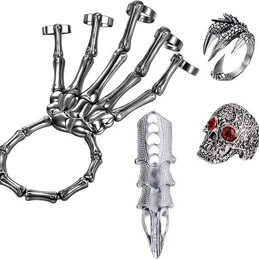 Trendy Halloween bracelets from Europe and America: Punk-style, exaggerated ghost hand and skull bracelets, retro-style, cross-border connected finger bracelets Trendy Halloween bracelets from Europe and America: Punk-style, exaggerated ghost hand and skull bracelets, retro-style, cross-border connected finger bracelets