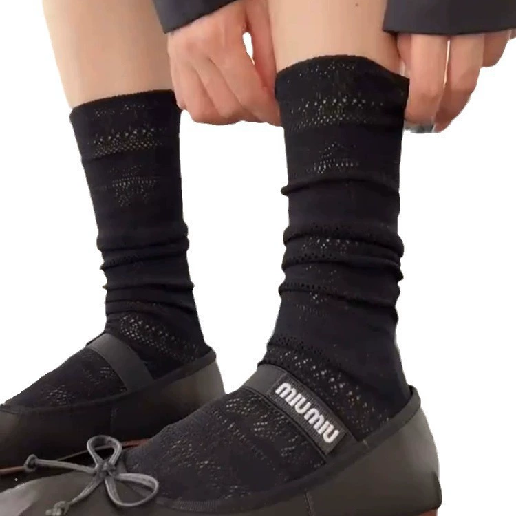 Lace summer thin Japanese cute socks, Korean style, mid-length