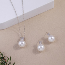 ins风珍珠项链首饰套装速卖通新款珍珠纯银耳饰项链套装 厂家批发