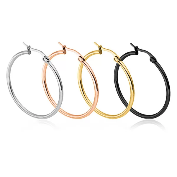 Classic 316L Stainless Steel Hoop Earrings, Exaggerated and High-End European and American Real Gold Electroplated Earrings, Earrings and Earrings Jewelry