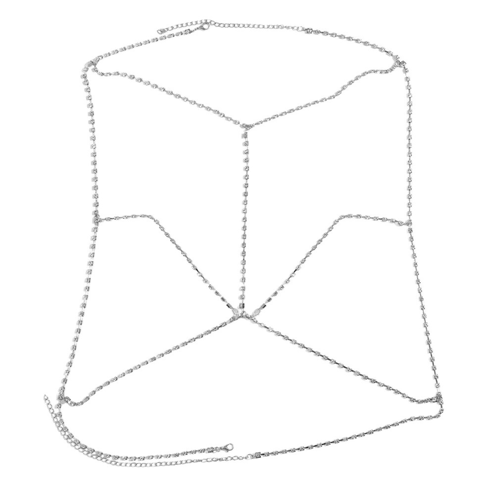 Transfronteriza europea y americana sexy Cadena de pecho de las mujeres brillante bikini rhinestone cuerpo cadena verano playa vestido cuerpo joyería image 1
