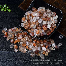 厂家批发天然红发晶水晶碎石小颗粒鱼缸铺垫花盆造景装饰石供佛用