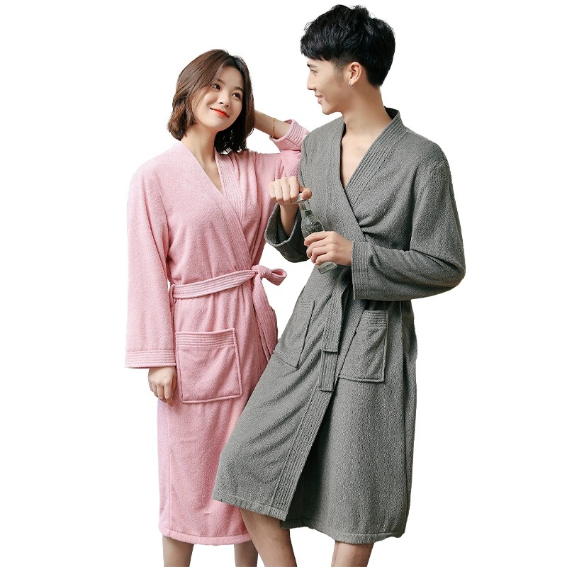 (2개) 2TCU 호텔 목욕 가운 남성과 여성의 목욕 가운 성인 타월 소재 잠옷 흡수 빠른 건조 여름 맞춤형 여름 커플