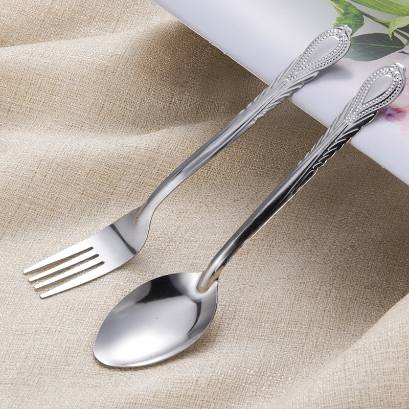 Juego de cubiertos de acero inoxidable (cuchara y tenedor) - Para sopa y frutas - Diseño creativo y elegante - Uso doméstico